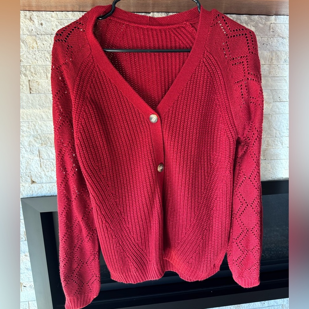 Never worn wine coloured cardigan.